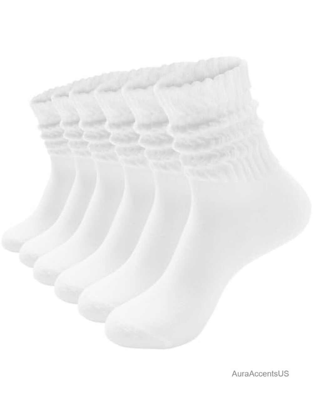 Women's Slouchy Crew Socks Cushioned Scrunch Boot Sock 6 Pairs